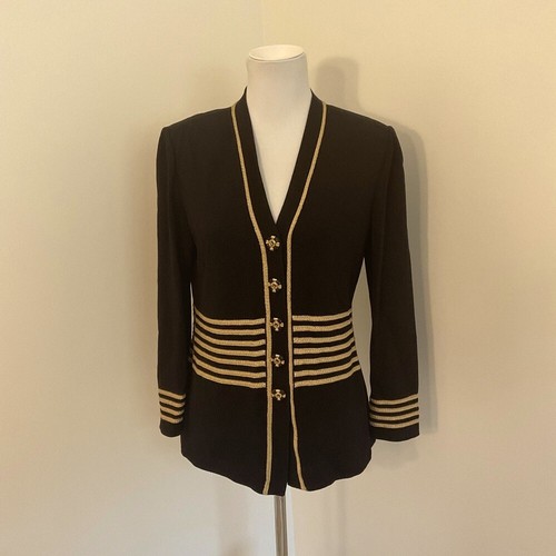 Women’s St. John Collection by Marie Gray Elegant Black and Gold Cardigan Jacket