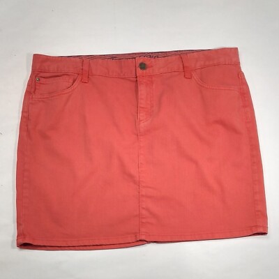 Tommy Hilfiger Denim Jean Skirt Size 16 Coral short pocket 98% cotton 
