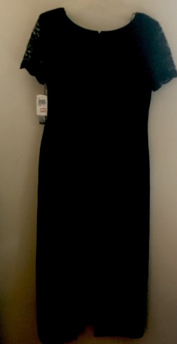 Anthropologie Donna Morgan sz.10 long black elegant dress sheer lace sequined - Picture 6 of 12