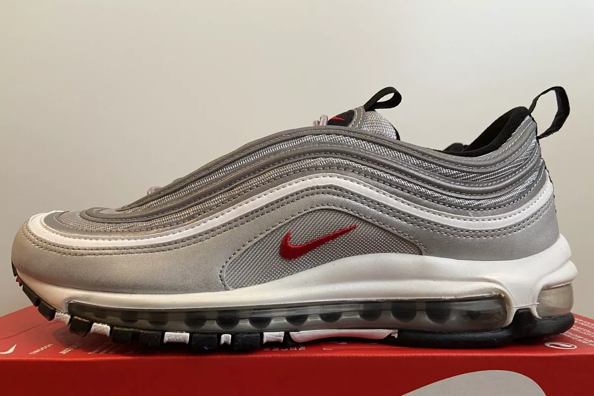 Nike Air 97 QS Silver Bullet Metallic Silver Red 884421-001 Size 9 NoLid | eBay