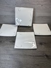 Noritake Platinum Wave Scrolls Trim Square White 10.5” Dinner Plates ~4 Pc Set