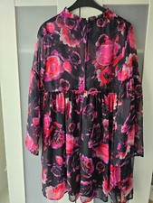 GUESS Robe manches 3/4 originale fantaisie noire et fuchsia Taille M