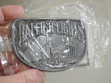 vintage NOS RALEIGH LIGHTS BELT BUCKLE cigarettes semi truck trucker 