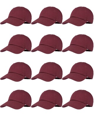 Plain Blank Cotton Baseball Cap Hat Solid Adjustable Wholesale LOT 12pcs