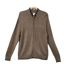 Columbia Mens Full Zip Knit Cardigan Sweater XL Beige Tan Cotton Heavyweight