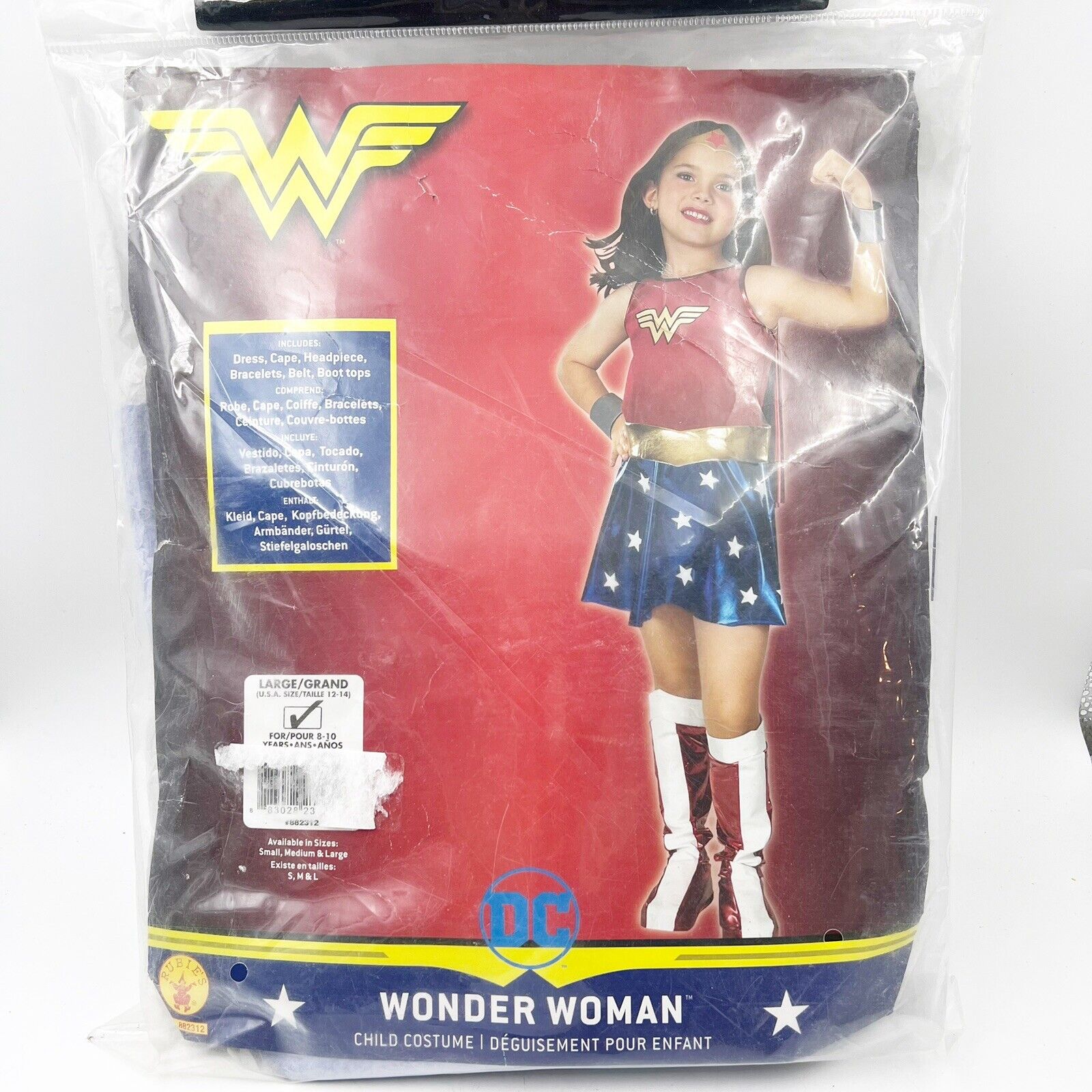 Rubies Wonder Woman Dress Girls Costume Size L 12/14 Justice League DC  Comics