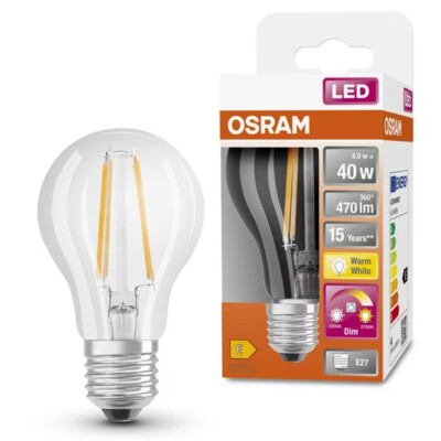 OSRAM LED STAR+ GLOWDIM FIL CLA 40 4.5W E27 470lm
