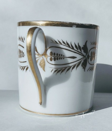 LEBON-HALLEY ANTIQUE PARIS PORCELAIN Cup c.1800s White Gold Monogramed Signed - Picture 3 of 12