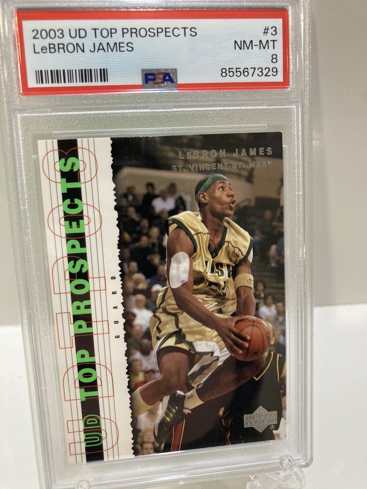 2003 Upper Deck Top Prospects Lebron James #3 PSA 8