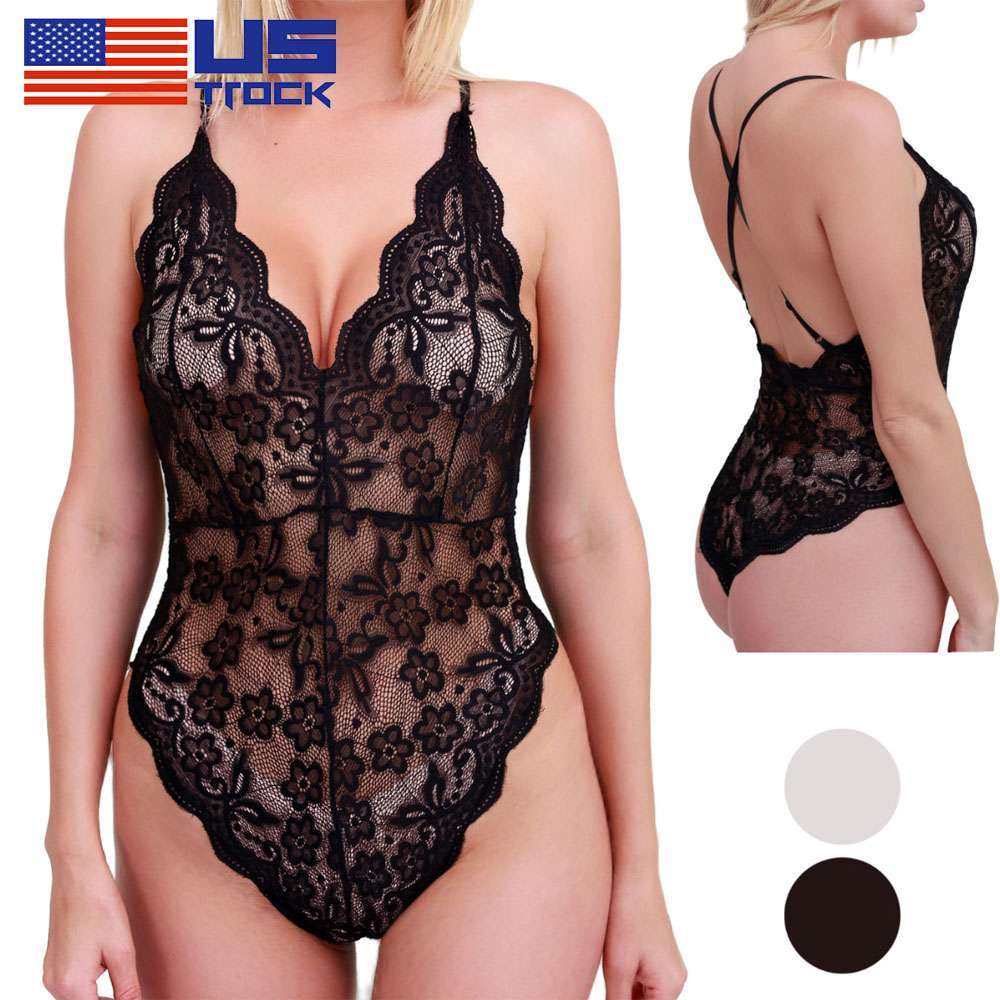 Sexy Lace Lingerie Bodysuit Babydoll with G-String