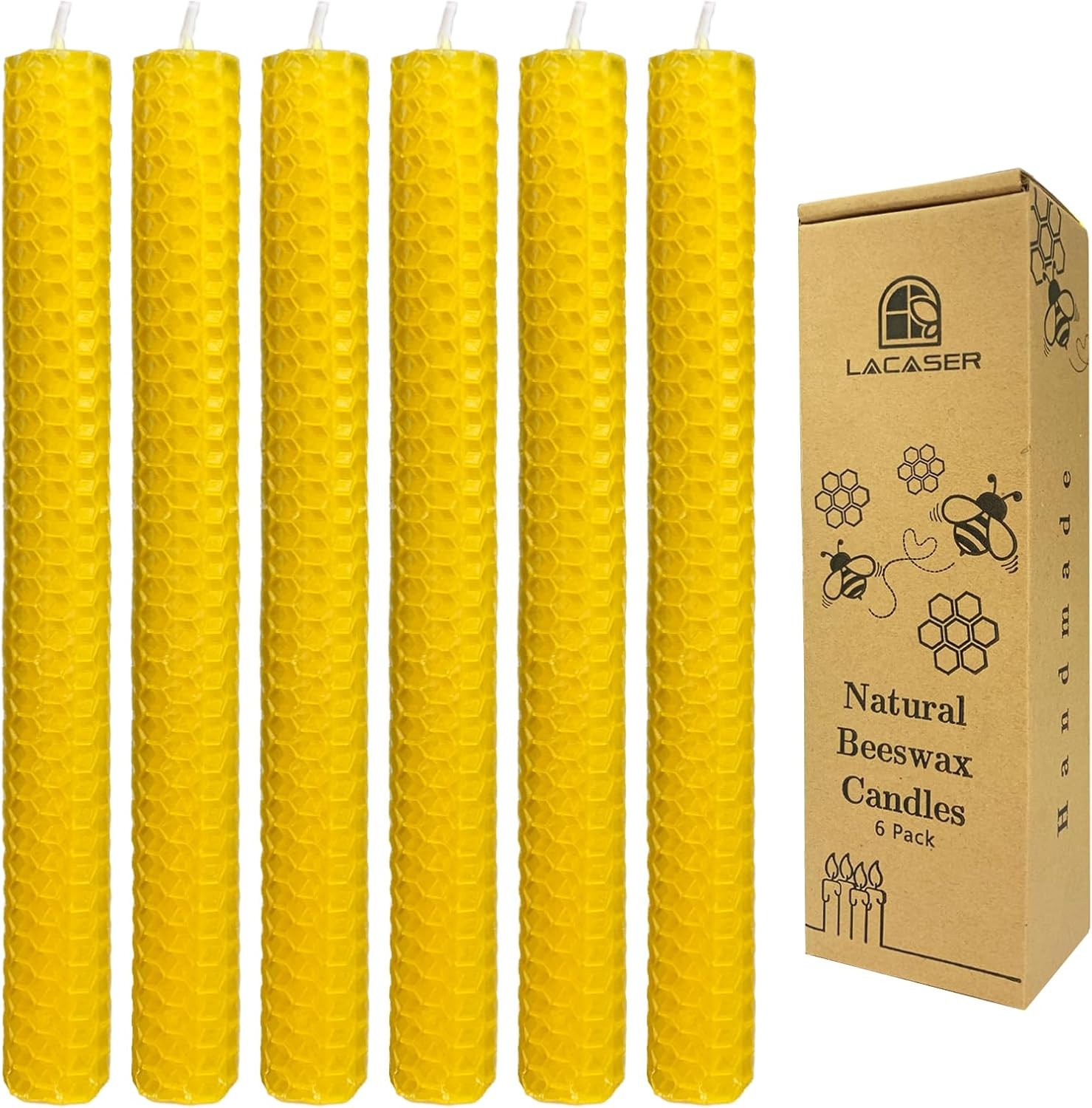 Set Of 6 Pcs, 9" Long Candles For Candlesticks In Yellow,