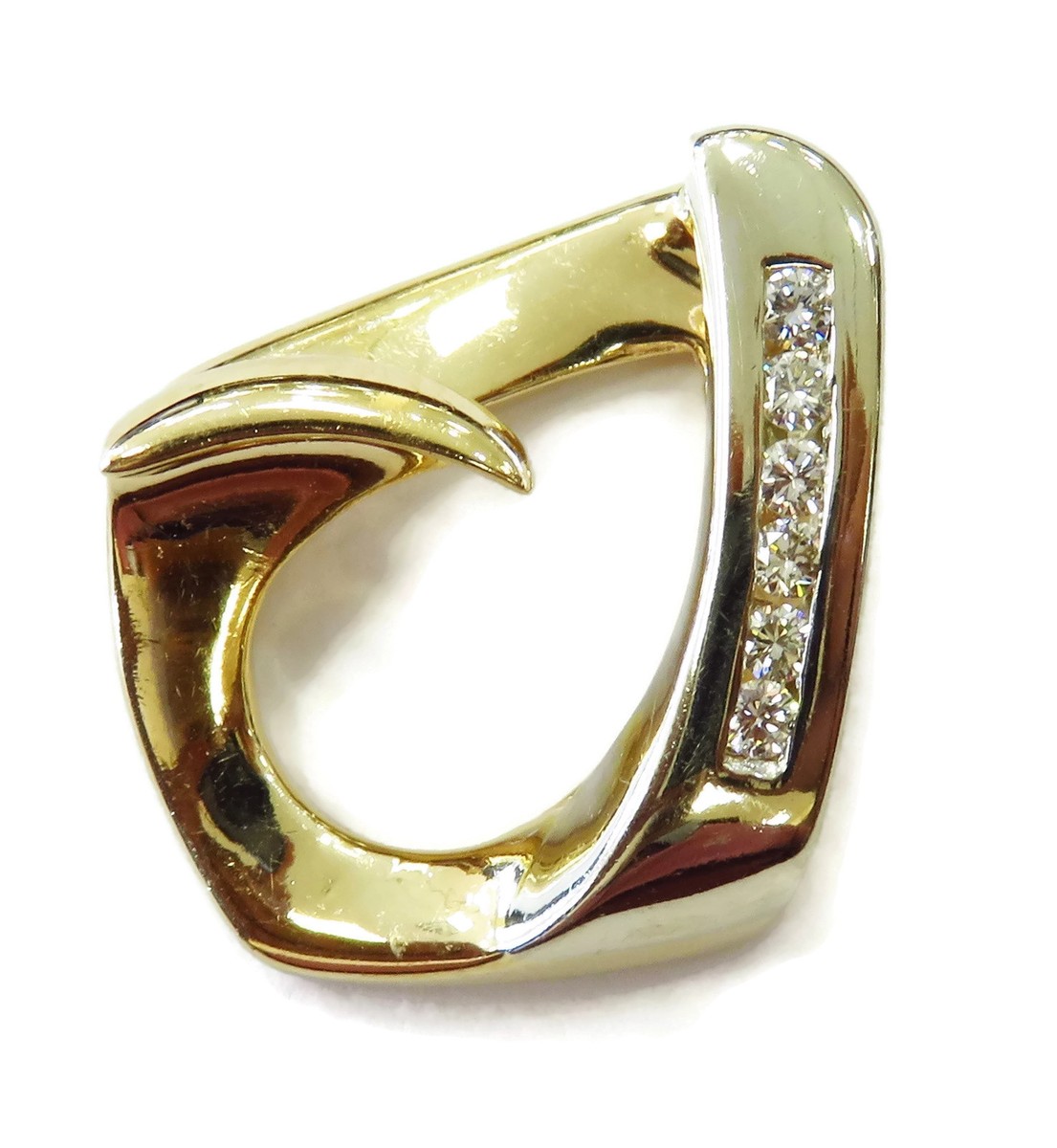 14k Yellow Gold Unique Diamond Slider Charm Necklace Pendant