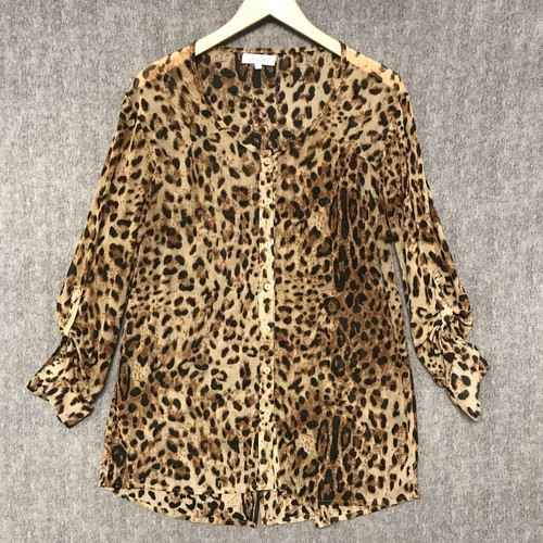 Eden Olivia Shirt Damen groß braun Bluse Top Tunika Damen durchsichtig Leopard