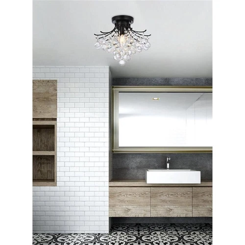 Elegant Lighting Toureg 16" Metal and Crystal Flush Mount in Black - Picture 8 of 8