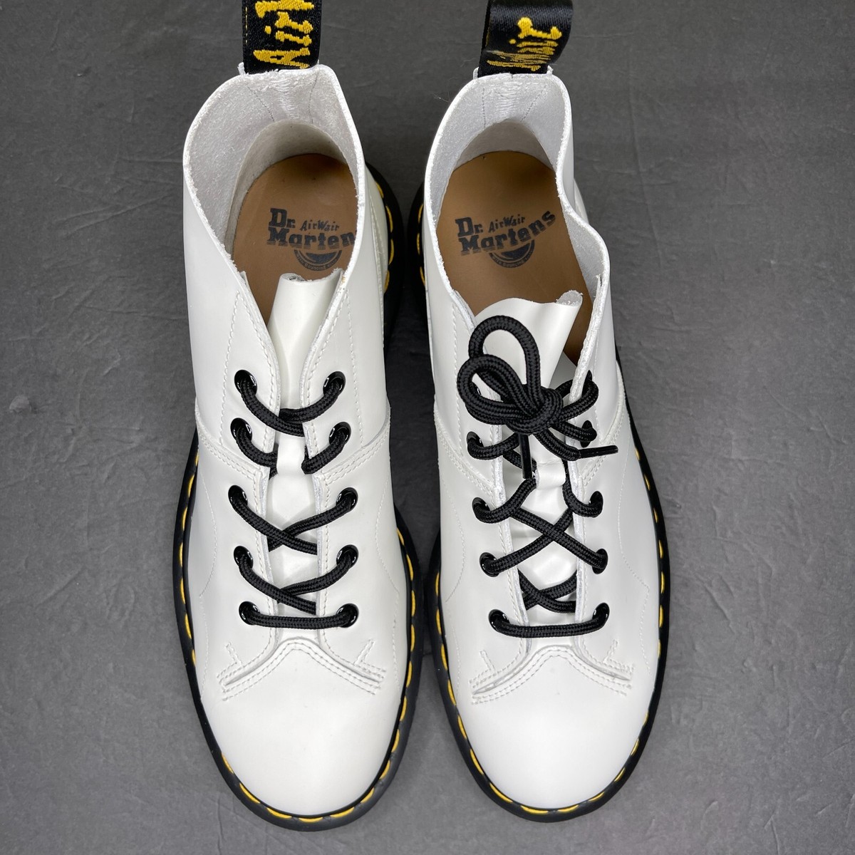 New Dr. Martens Church Men\'s Size 9 Lace Up White Leather Monkey Boots 26741100 Dr. Martens Church Smooth Leather Monkey Boots Men main image 2