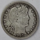 F 1907 O Barber Quarter