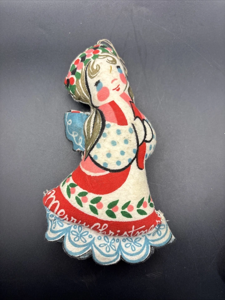 Lote de 8 adornos rellenos de fieltro vintage de corte y costura Foto 3 de 4