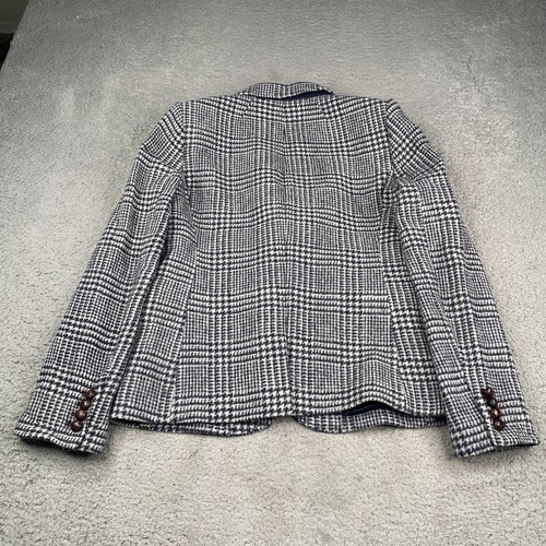 J Crew Schoolboy Blazer Women Size 12 Black Plaid 100% Wool 2 Button Sport Coat - Picture 3 of 12