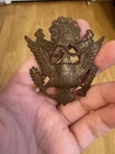 WW2 US Army military uniform dress visor cap eagle insignia Officer hat BRONZE
