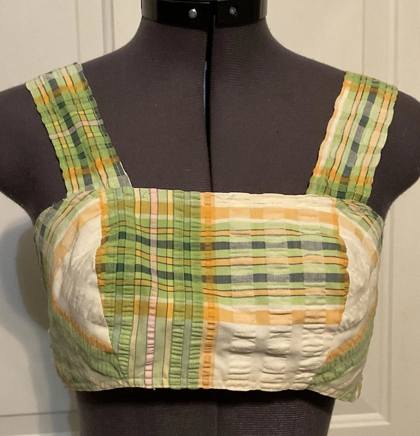 VINTAGE 1960s THERMO-JAC PLAID 2 PIECE CROP TOP HOT PANTS SHORT SET WOMEN’S SZ 5 - Image 2 of 4