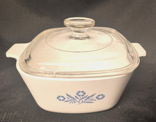 Vintage 60s Corning Ware 1.7qt Blue Corn Flow...