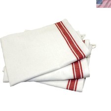 Luxury 3-Pack Red Striped Cotton Dish Towels - 18x28 for Kitchen  Bath