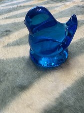 Vintage Blue Bird Of Happiness Signed Leo Ward 2" Art Glass Figurine