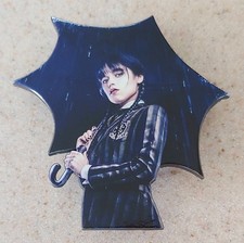 Adams Family Netflix - Wednesday holding umbrella with Jenna Ortega JUMBO pin