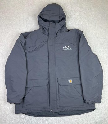Carhartt Super Dux Coat Mens XL Gray Hooded Insulated Work Parka