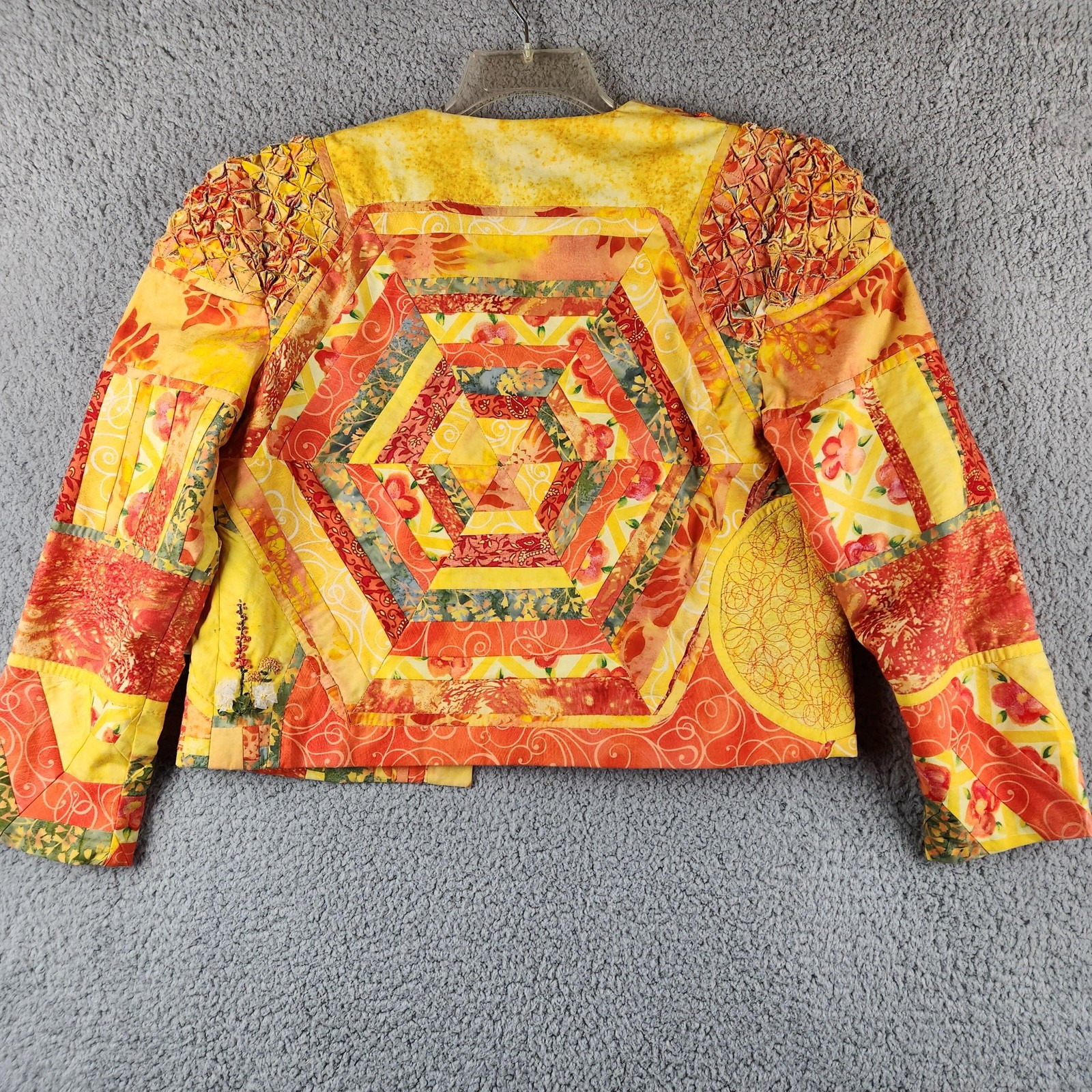 Handmade Patchwork Quilted Jacket Womens Medium O… - image 4