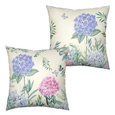 Set of 2 Spring Flower Pillow Cover Vintage 20" x 20" Pack of 2 Hydrangea