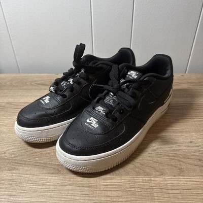Nike Air Force 1 Low Double Air Black White Sz 4.5 Y Athletic Shoe CJ4092-001 B4
