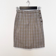 Vintage 90s GAP Brown and Blue Plaid Skirt Size 9/10 26" Waist 100 Cotton