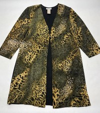 VTG Animal Print Metallic Layered Button Long Sleeve Dress Size 22 Exotic Sassy