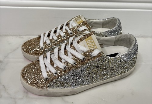 Golden Goose Superstar GGDB Bicolor Glitter Low Top Sz 36 Limited Edition
