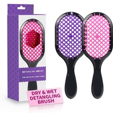 Detangling Brush,2 Pack Detangler Brush, Gentle  Effective Pink purple