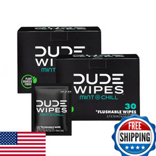 DUDE Wipes Flushable Wipes Mint Chill 2-Pack 60 Count Extra-Large Individually W