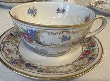 Schumann Bavaria Germany US Zone Teacup Saucer Set Empress Dresden Flowers
