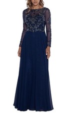 XSCAPE Long Sleeve Long Chiffon Skirt with Bead Top NWOT Sz 10 Retail: $299