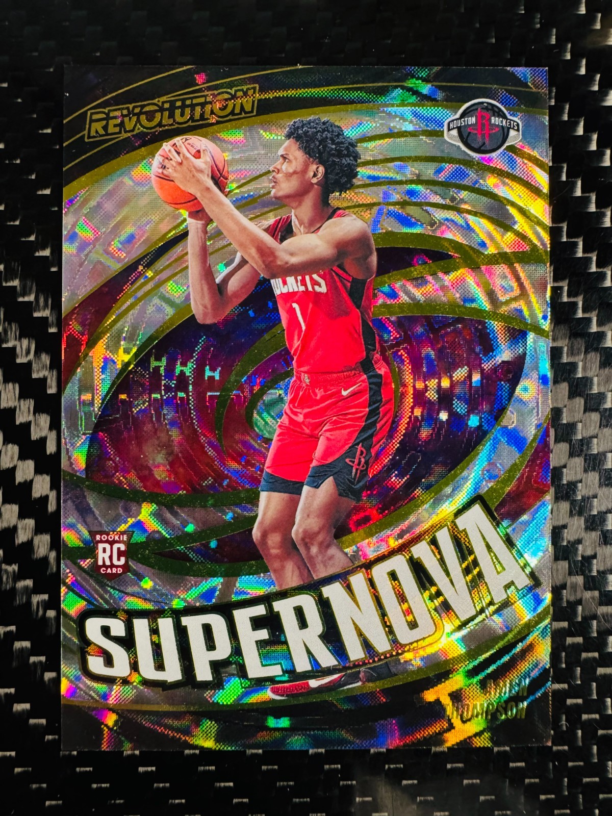 Amen Thompson 2023-24 Panini Revolution Supernova Fractal RC #7 Rockets