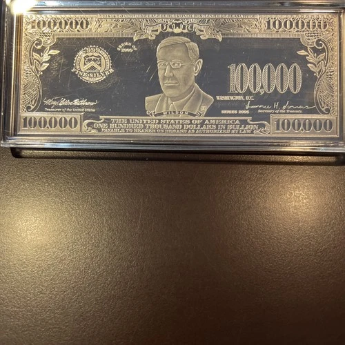 Washington Mint 4 oz. .999 Fine Silver Bar  2005 $100,000 Bill In Capsule
