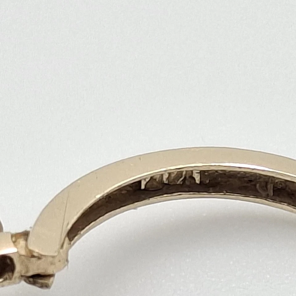 14K Yellow Gold Round Cubic Zirconia CZ Accent Heart Dangle Hoop Earrings - Image 3 of 4