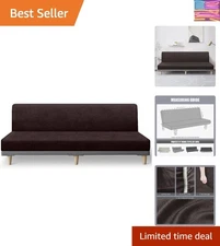 Extra Large Leather-Like Stretch Futon Slipcover - Chocolate, Washable Protector