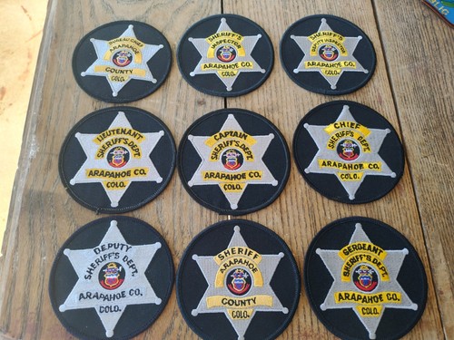 Colorado Sheriff Patch Lot 9 Arapahoe County Different Ranks Set Bureau Cheif