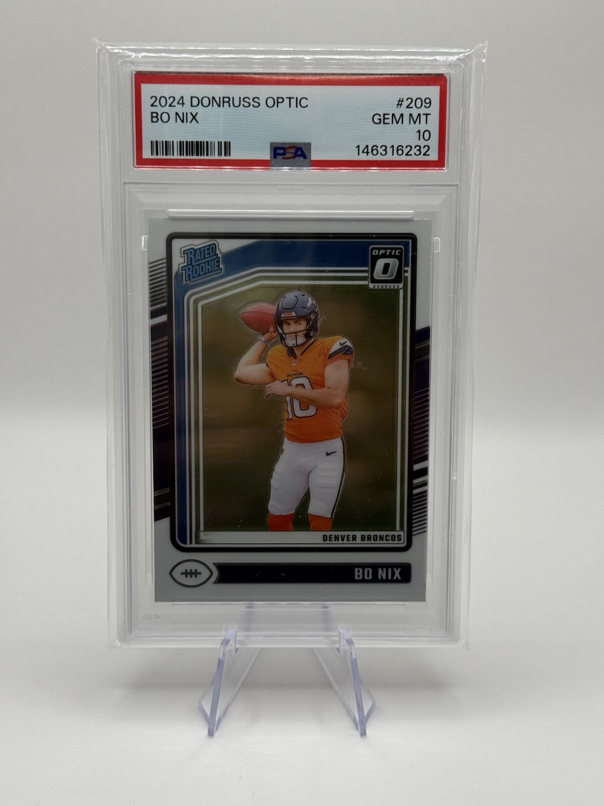 2024 Panini Donruss Optic - Rated Rookie Bo Nix #209 (RC) PSA 10