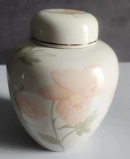 Porcelain Floral Peach Blossom Ginger Jar Urn Crowning Touch Collection Vintage 