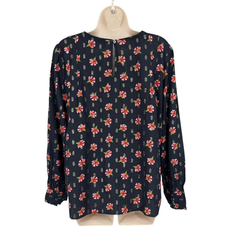 Blusa LOFT Coqueta Mujer Talla L Preppy Modesta Floral Metálica Manga Larga Foto 2 de 4