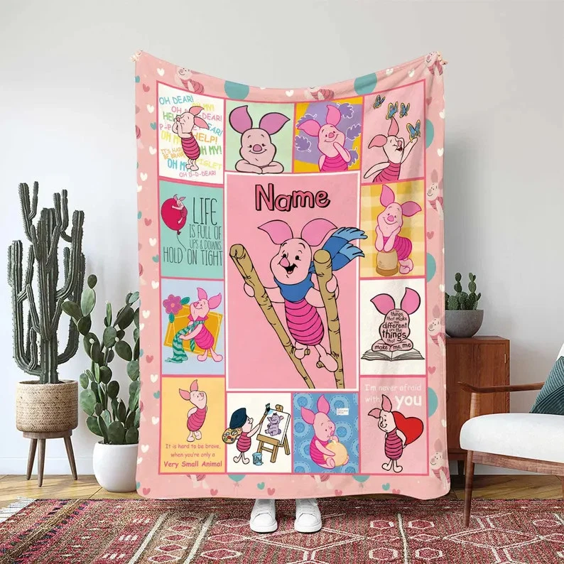 Personalized Disney Winnie The Pooh Piglet Fleece Blanket