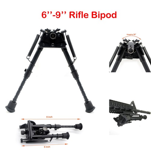 6''-9" Pivot Tilting Rifle Bipod Adjust Spring Return Hunting Sling Swivel Mount - Afbeelding 1 van 20