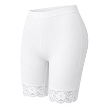 WOMENS LACE TRIM CYCLING SHORTS LADIES STRETCHY INNER SHORTS HOT PANTS UK 8-22